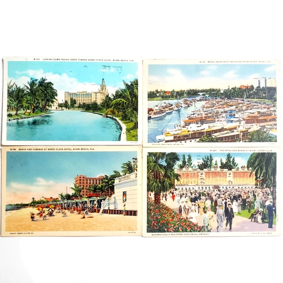 Miami Beach, Florida Linen White Label Postcard Lot